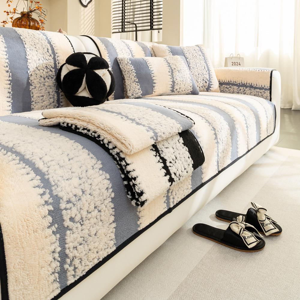 

Шу Хлопковый Ворс Утолщенная Плюшевая Подушка для Дивана Осень Зима Новая Нескользящая Прямой Ряд Подушка для Сиденья Кожаный Чехол для Дивана 70*70cm синий