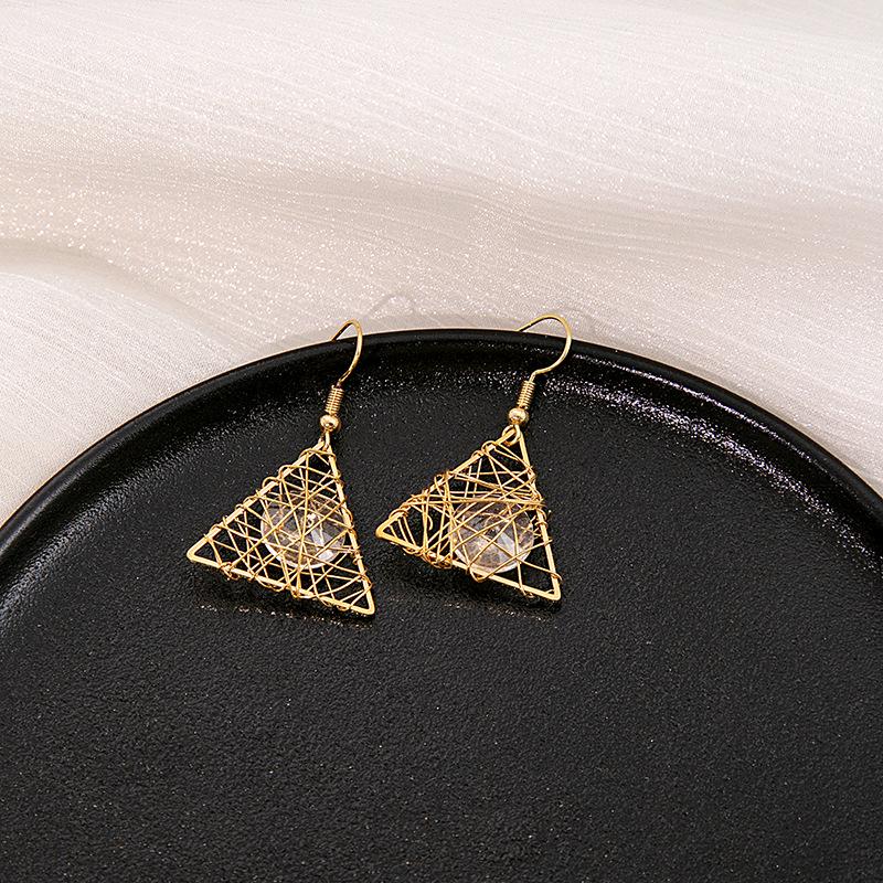 INS Girly Heart & Star Geometric Long Earrings - Simple, Versatile Ear Hooks