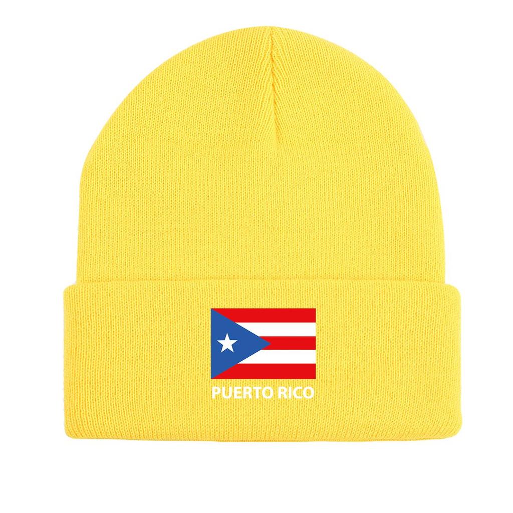 Puerto Rico Flag Warm Knit Cap Beanie, Patriotic Skullies Beanies Windproof Thermal Simple Headwear Knitted Cap Beanie