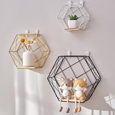 Prateleira de Parede Rack de Armazenamento de Grande Capacidade com Formato Hexagonal Suporte de Exposição de Arte Prateleira Montada na Parede para Sala de Estar