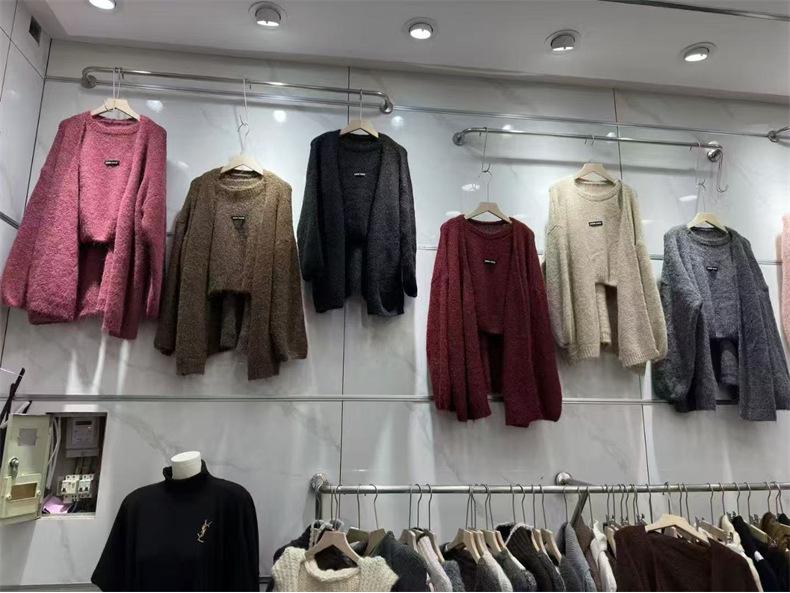 Damen Herbst/Winter Weicher Strickpullover & Strickjacke Zweiteiler - Mittellang, Lässiger Stil für einen würzigen Look