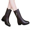 Elegante minimalistische Stiefel mit mittlerem Absatz, dicken Absätzen, modisch vielseitig für Herbst und Winter, Schneestiefel für Damen, bequeme warme Schuhe