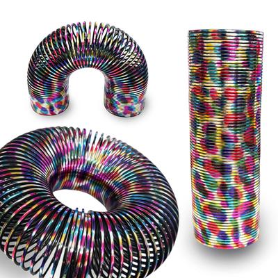 Rainbow Juggling Colorful Magic Handheld Pen Holders Set of Springs, Coils, Juggling, Play, Prizes, Festivals, (Long Size, 2, Metallic)