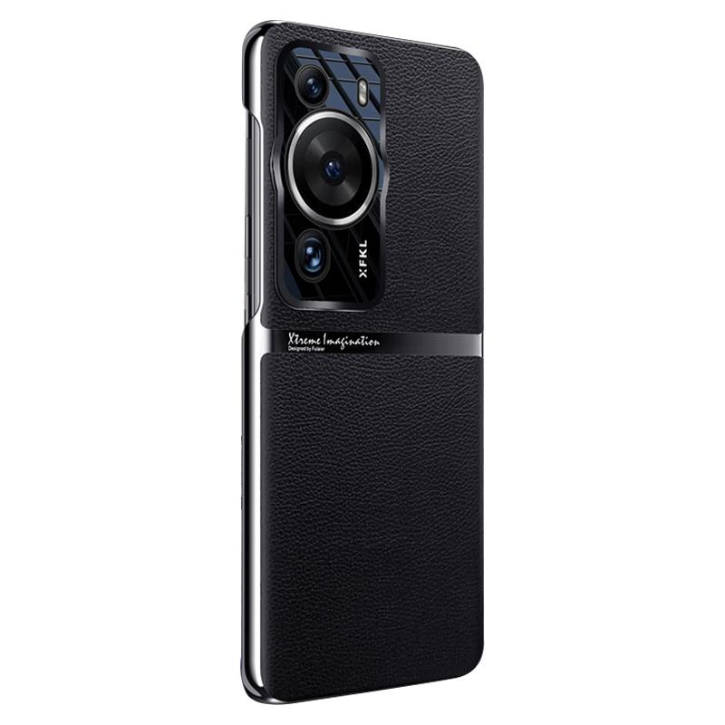 

Для Huawei P60 Pro противоударный чехол для ПК из искусственной кожи, защитный чехол для смартфона Black