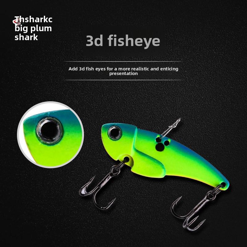 Big Plum Shark Vib Lure Artificial Hard Bait Metal Plate Lure Set Bass Sequin Long Casting Freshwater All-Purpose