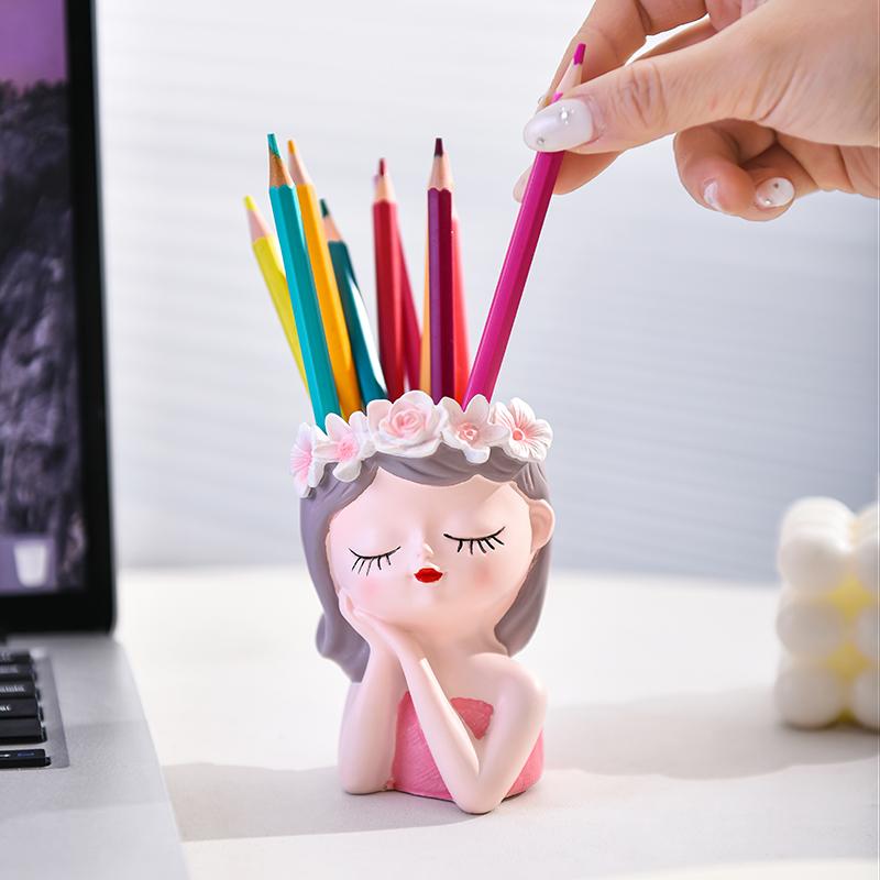 Cute Fairy Pen Holder Ins Storage Desktop Organizing Storage Cartridge Flower Fairy Pen Holder Gift for Children