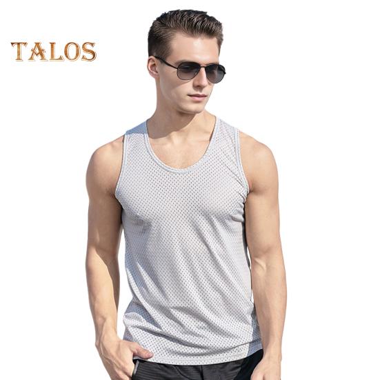 Herren Mesh-Weste Sommer-Tanktop Einfarbig Rundhals Ärmellos Singlet Slim Fit Muskel-Fitness-Shirt für Fitnessstudio Streetwear