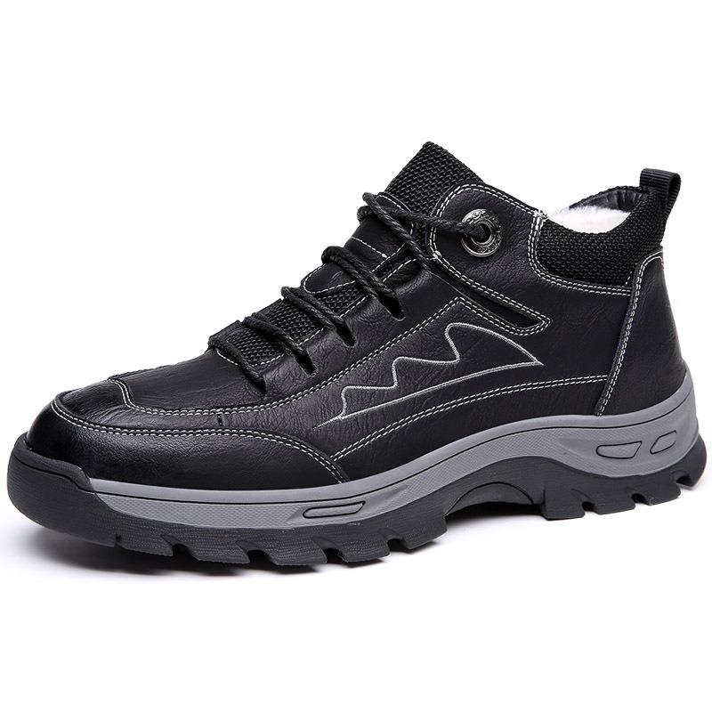 Men's cotton shoes genuine leather winter new velvet warm thickened high-top sports and leisure leather shoes men's snow boots tide
