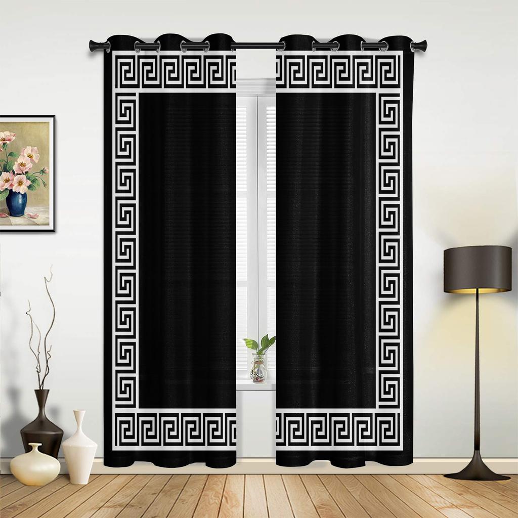 Bandana Paisley Black White Window Curtains Home Decoration Living Room Kid Drapes Cortinas Kitchen Bedroom Made Of Polyester Area Decor