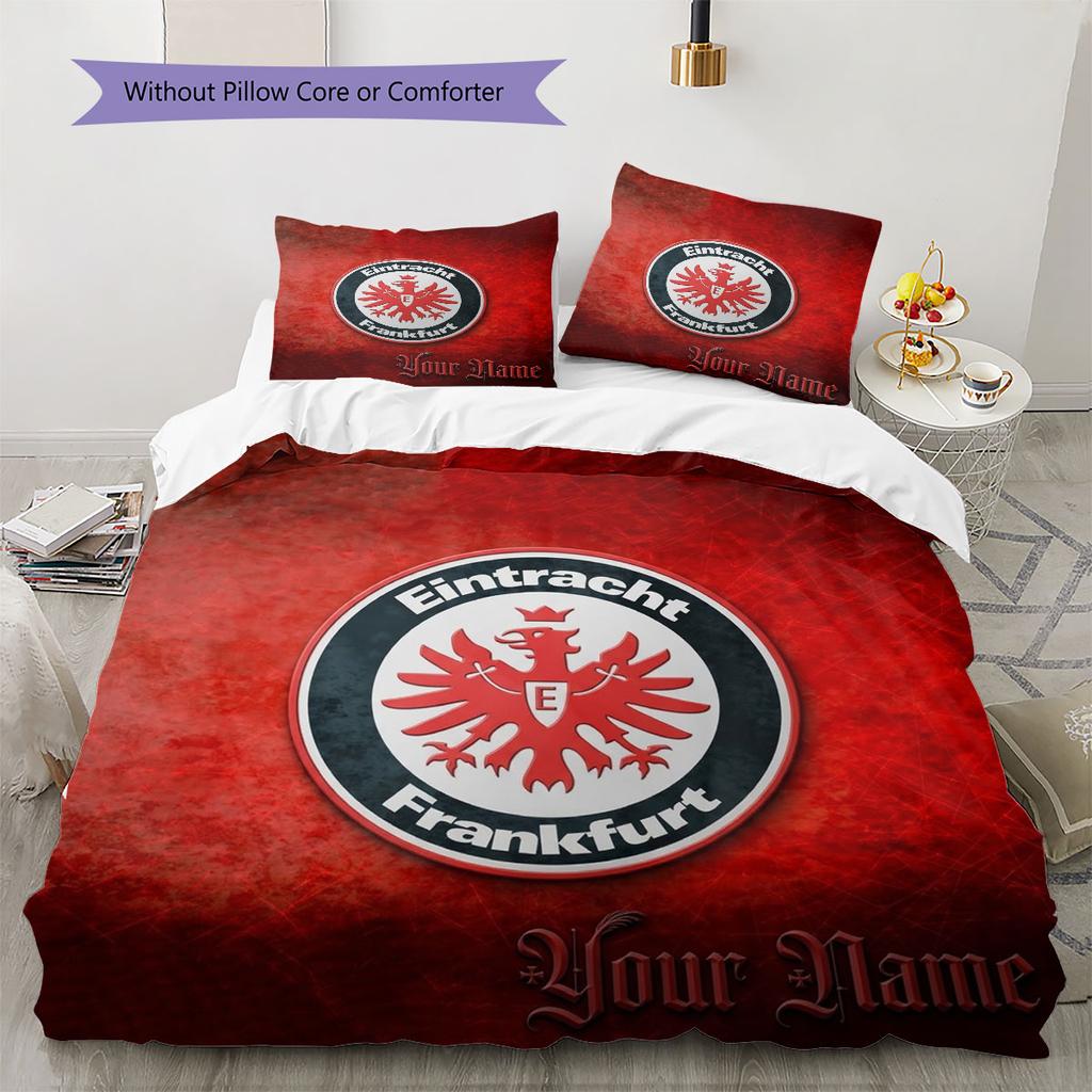 Eintracht Frankfurt Custom Name Pattern Bedding,Quilt Set Quilt Cover Pillowcase Home Birthday Gift(1 * Duvet Cover + 2 * Pillowcase, Without Core)