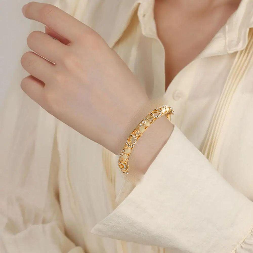 Chinese Style Hollow Out Flower Bangle Traditional Women's Hand Bracelet  Woman
