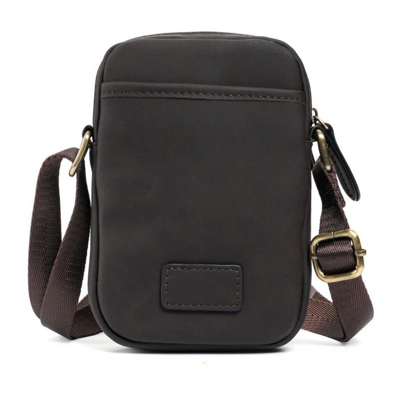 

Натуральная кожаная сумка через плечо Ретро Матовая Многофункциональная Двухслойная Коровья кожа 18X12X4 темно-коричневого