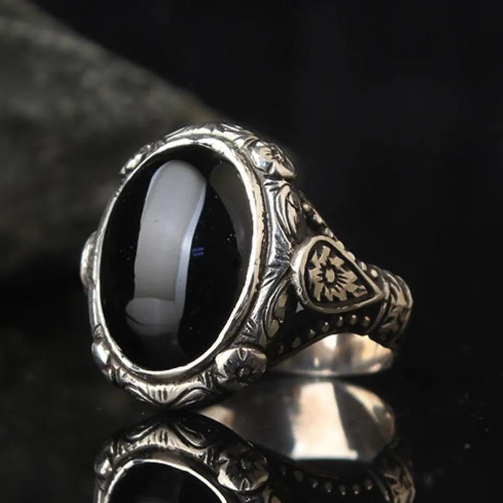 Hip-hop Style Men's Magic Eye Silver Opening Aged Ring