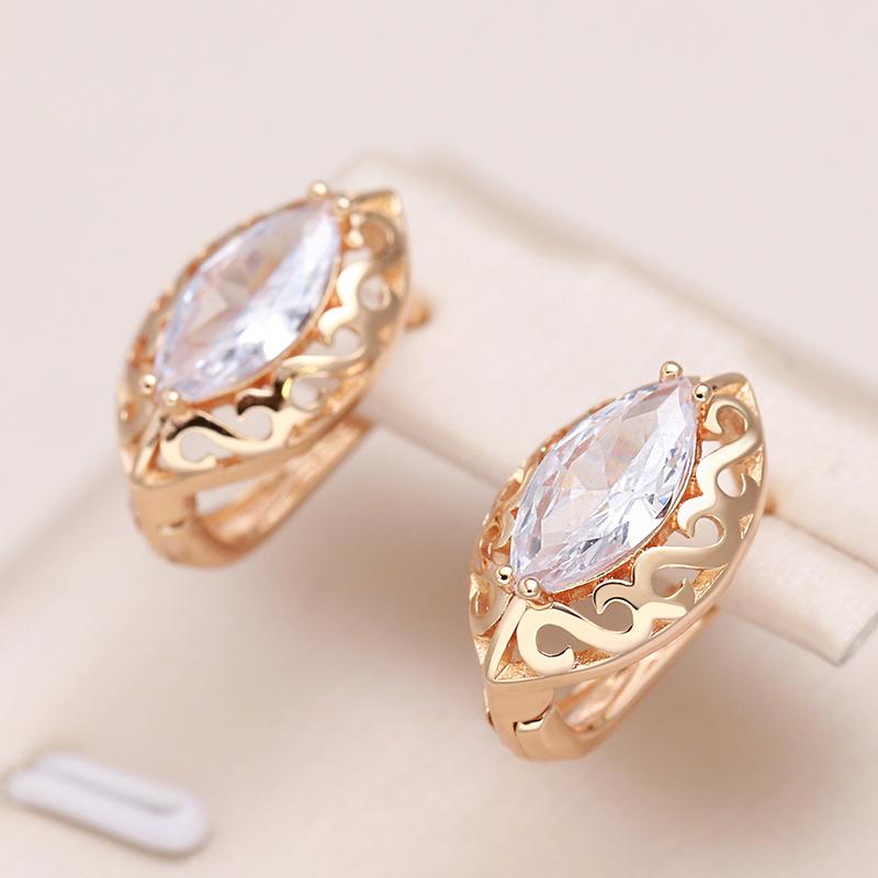 Trend Hohle Blume Ohrringe Roségold Farbe Mikro Wachs Einlage Natürlicher Zirkon Hängeohrringe Für Frauen Vintage Schmuck