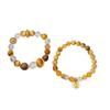 Exquisite Versatile Golden Tiger Eye & Clear Crystal Vajra Pestle Beaded Bracelet, Light Luxury High-End Hand Jewelry