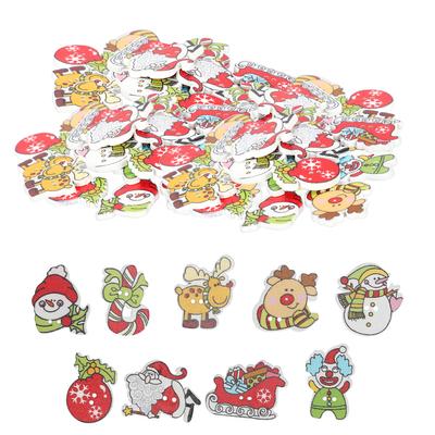 200 Piezas Lindo Botón de Madera para Coser Mezclado Plano Copo de Nieve Muñeco de Nieve Reno Accesorios para Manualidades Navideñas DIY