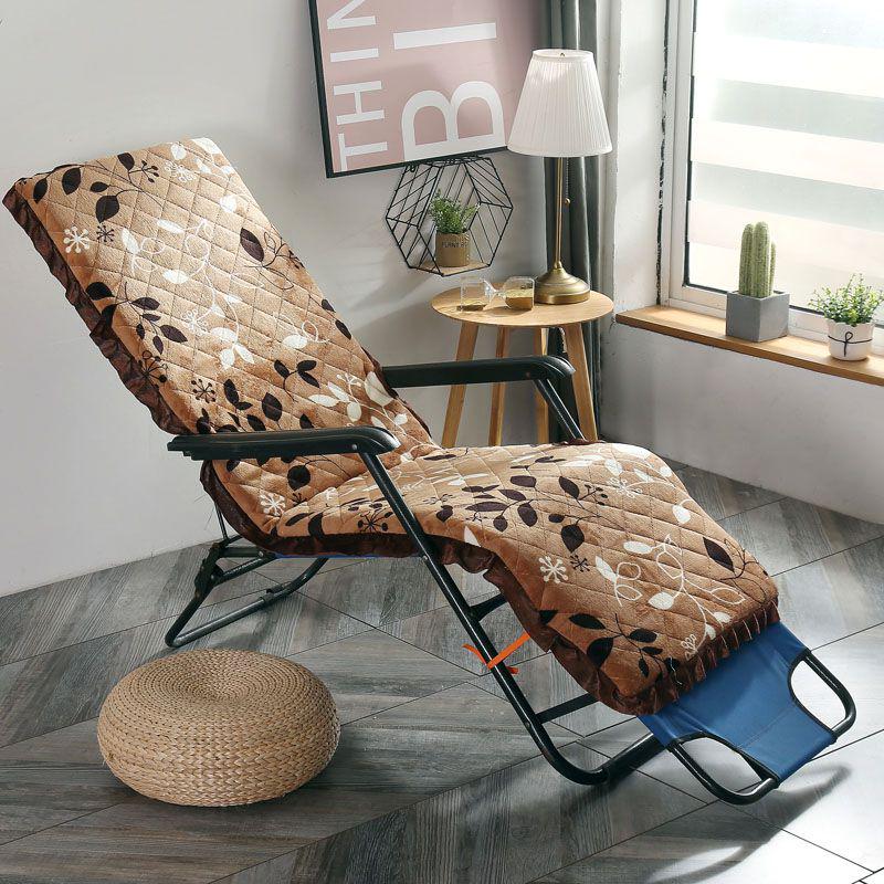 Flanell Waschbares Liegestuhlkissen Dick Gepolstert Blumendruck Liegematte Terrasse