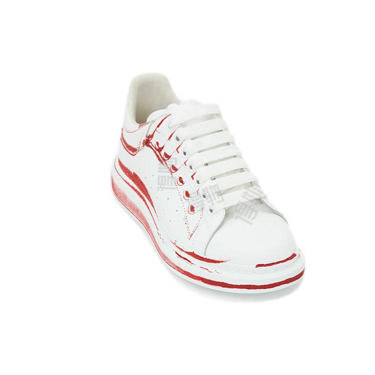 Alexander McQueen Men's Oversized Casual Low-Top Sneakers Leather White Red 662642WIA4Q9676