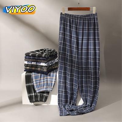 Bărbați, 5XL, supradimensionate, haine de primăvară, toamnă, îmbrăcăminte de noapte, tricot, bumbac, carouri, pantaloni, pantaloni, pijamale