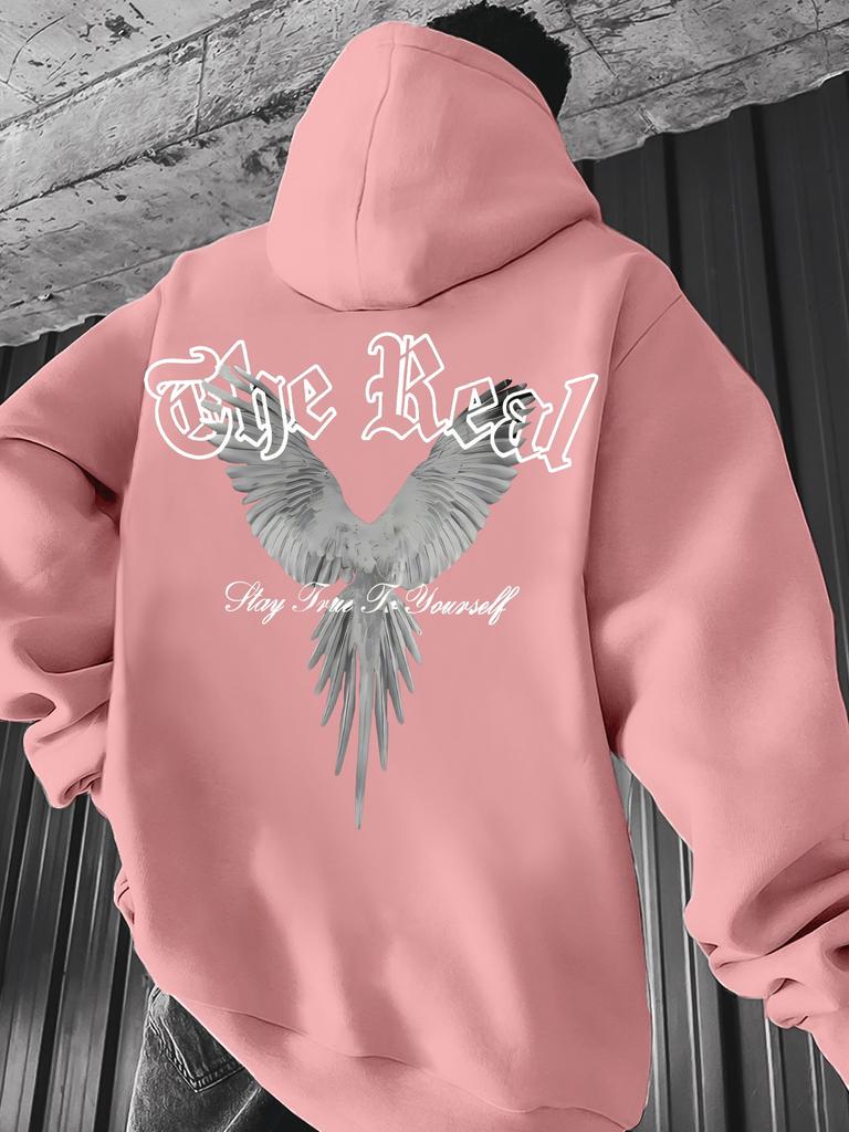 Printed Men's Drawstring Sweatshirt with Kangaroo Pocket Hooded Pullover Sweatshirt