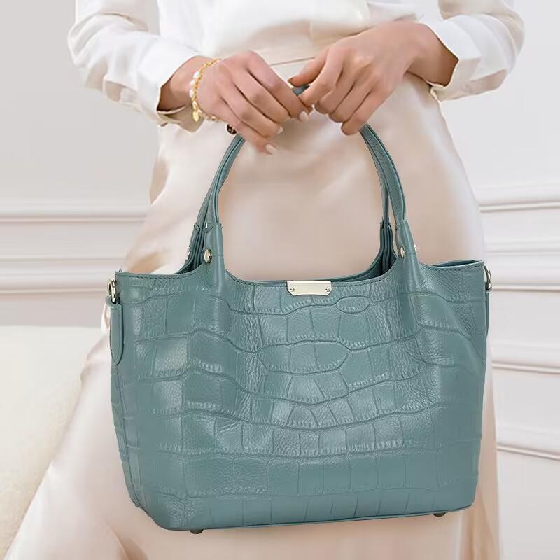 Aidrani Fashion Genuine Leather Women s Bag with Crocodile Pattern Large Capacity Women s Handbag Solid Color Casual Versatile S