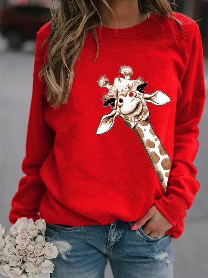 2026 Unisex Round Neck Giraffe Print Sweatshirt
