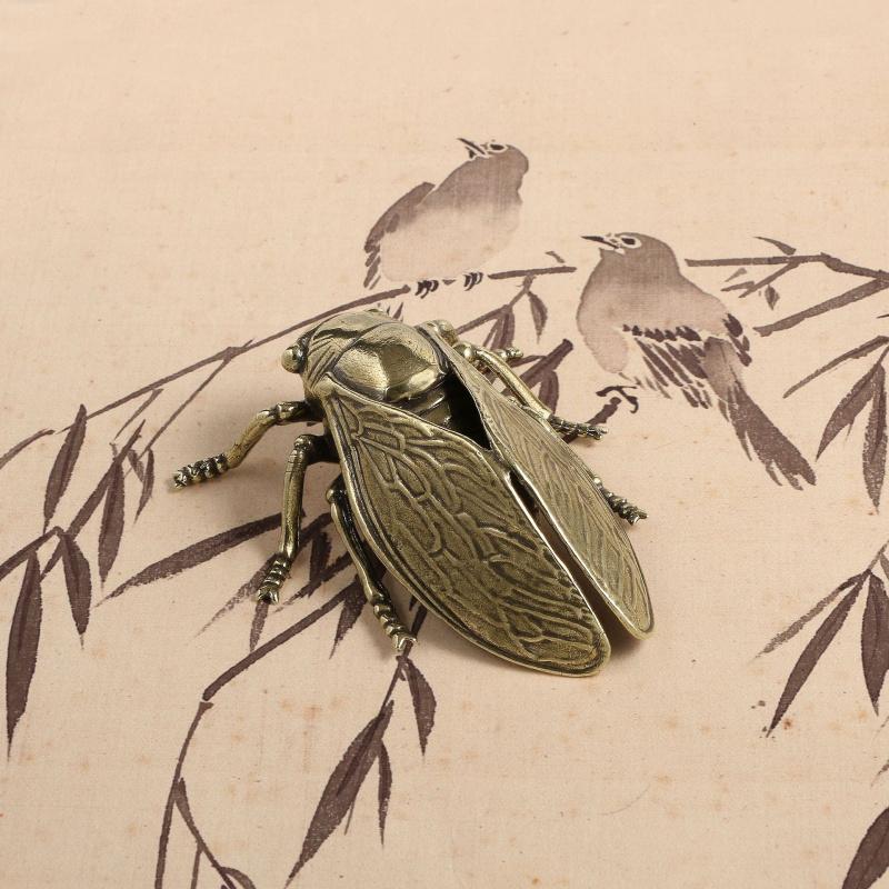 Cicala Ottone Massiccio Animale da Tè Grande Ornamento Per Soggiorno Studio Ufficio