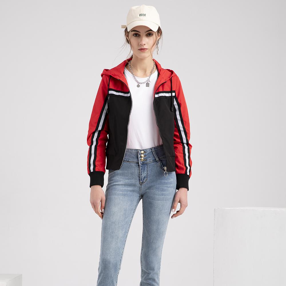 Women’s Jackets Drawstring Hooded Long Sleeve Windcheaters Zip Up Light Weight Trench Coat Windproof Outdoor Hiking Running Sports Outer Wear