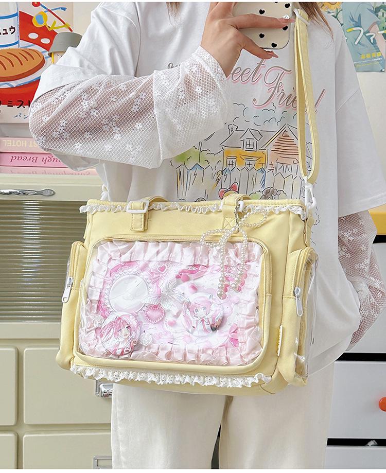 Süße Schleife Transparente Crossbody-Tasche - Große Kapazität JK Süßes Mädchen Abzeichen Tasche