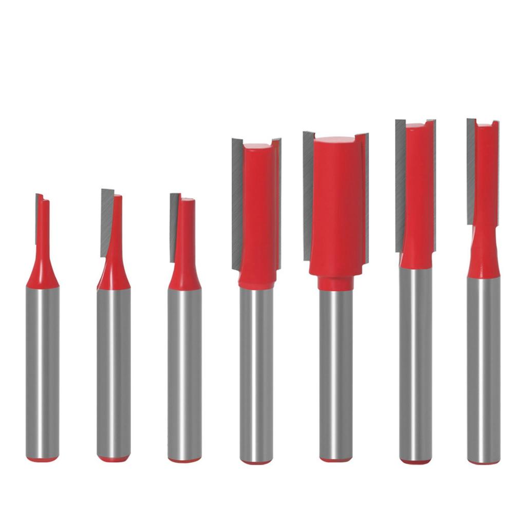 7Pcs Flush Trim Bit Milling Cutter Straight 2 Flute Carbide for Woodworking Slotting