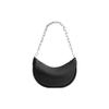 Coach Mira 24 Solid Color Logo Pendant Zipper Closure Glove Tanned Leather Half Moon Bag Hand Crossbody Shoulder Bag Medium Women's Black