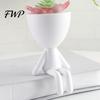 Indoor Plant Pot Ornament 3D Printed Sitting Human Figure Succulents Planter, 2-in-1 Desktop & Decor Ornament, Matte Finish Small Flowerpot