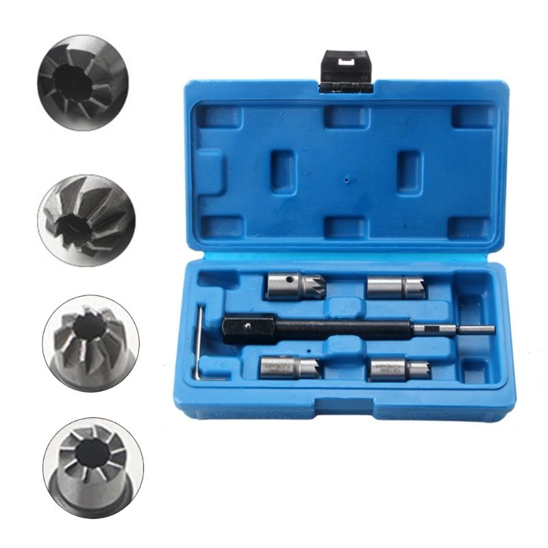 Steel Fuels Injector Seat Cleaning Reamer Kit 6PCS/set High Durability Tool For Effective Automotive Repair Maintenance