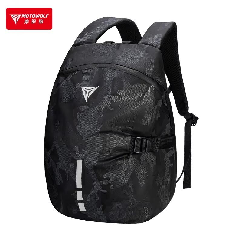 Motowolf Motorcycle Rider Backpack Outdoor Riding Large Capacity Helmet Bag Leisure Backpack Anti Splashing Reflective Backpack