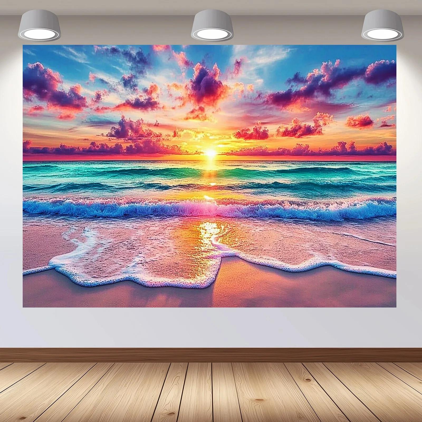 Beach Sunset Glow Tapestry: Tropical SerenityWall decoration background cloth, bedroom room home decoration 100X70CM