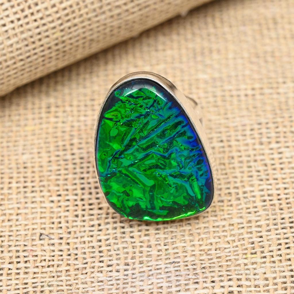 Green Triplet Opal Gemstone Handmade Solid 925 Sterling Silver Jewelry Anniversary Ring For Her