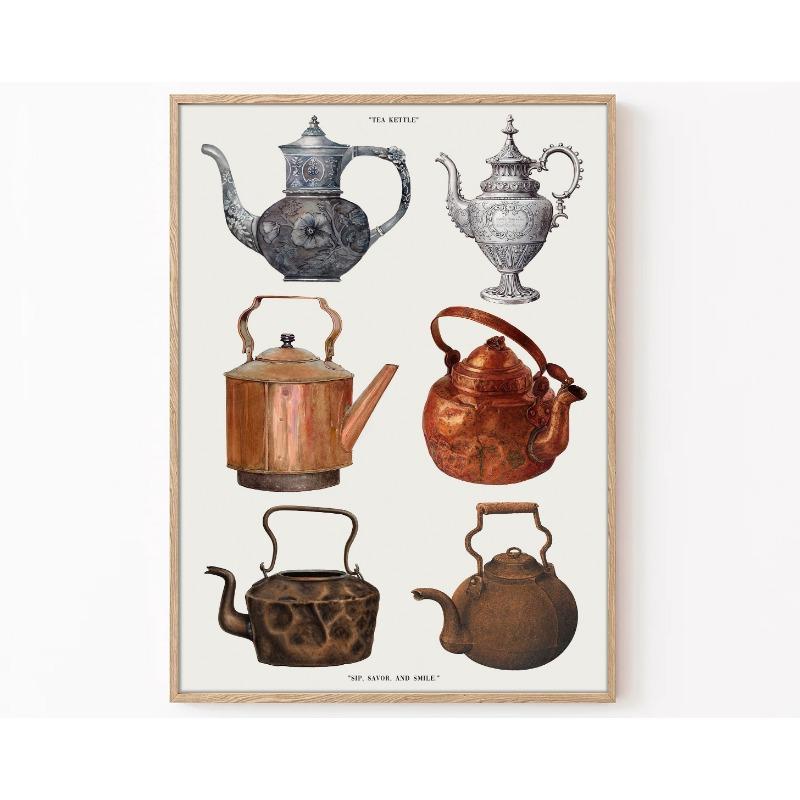 Modern Retro Kitchen Teapot Art Minimalist Illustrations Posters Prints Canvas Painting Wall Art Picture Living Room Home Decor