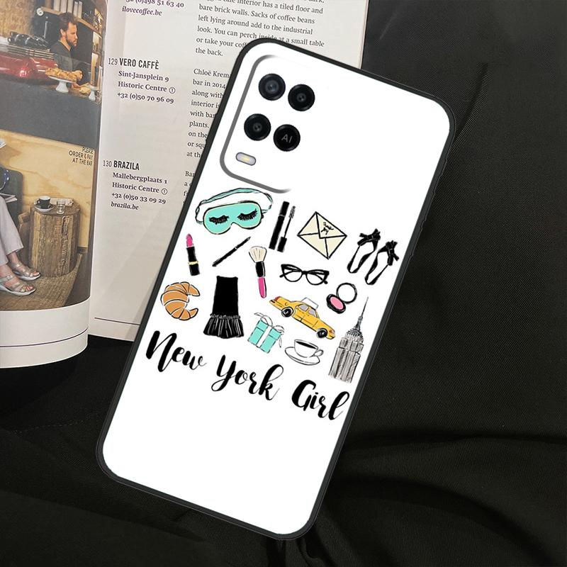 New York Lady Girl For Oppo A80 A60 A40 A94 A54 A98 A78 A18 A38 A58 A16 A76 A96 A17 A77 A74 A57S A15 Phone Case