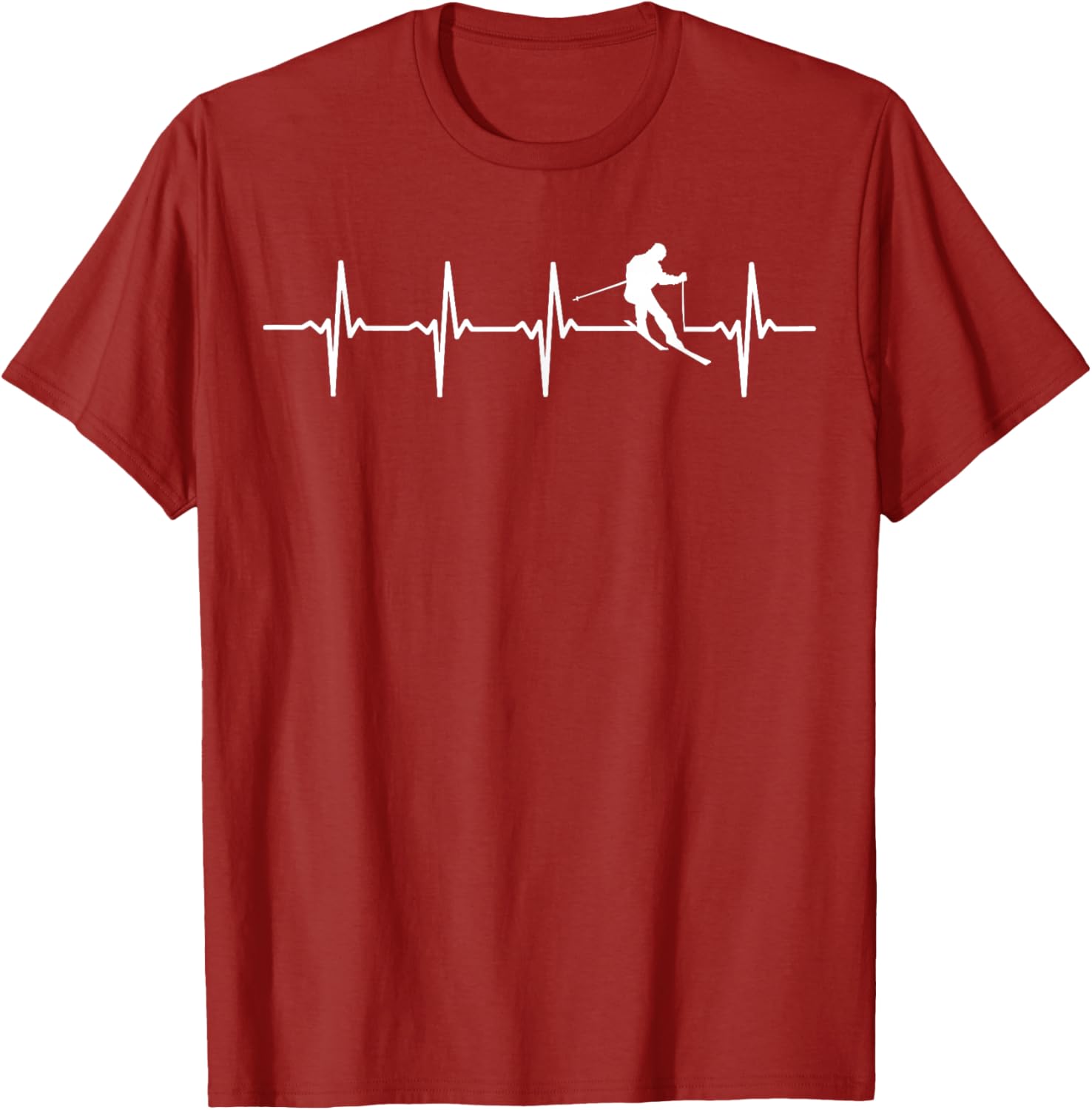 Ski Heartbeat Skier Graphic TShirt Breathable Casual Short Sleeve Tee for Unisex S