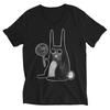 V-NECK T-SHIRT Weird Rabbit Kawaii Folk Art Gothic Dark Cottagecore Birthday Gift Creepy Cute Goth Lollipop Weirdcore Funny Back To School