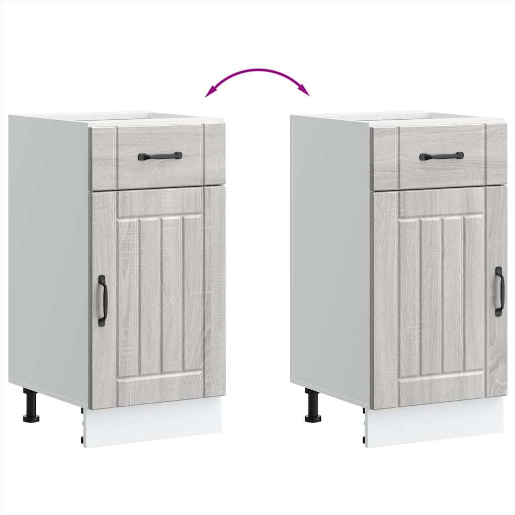 Kitchen Base Cabinet "Lucca" Grey Sonoma Glued Wood