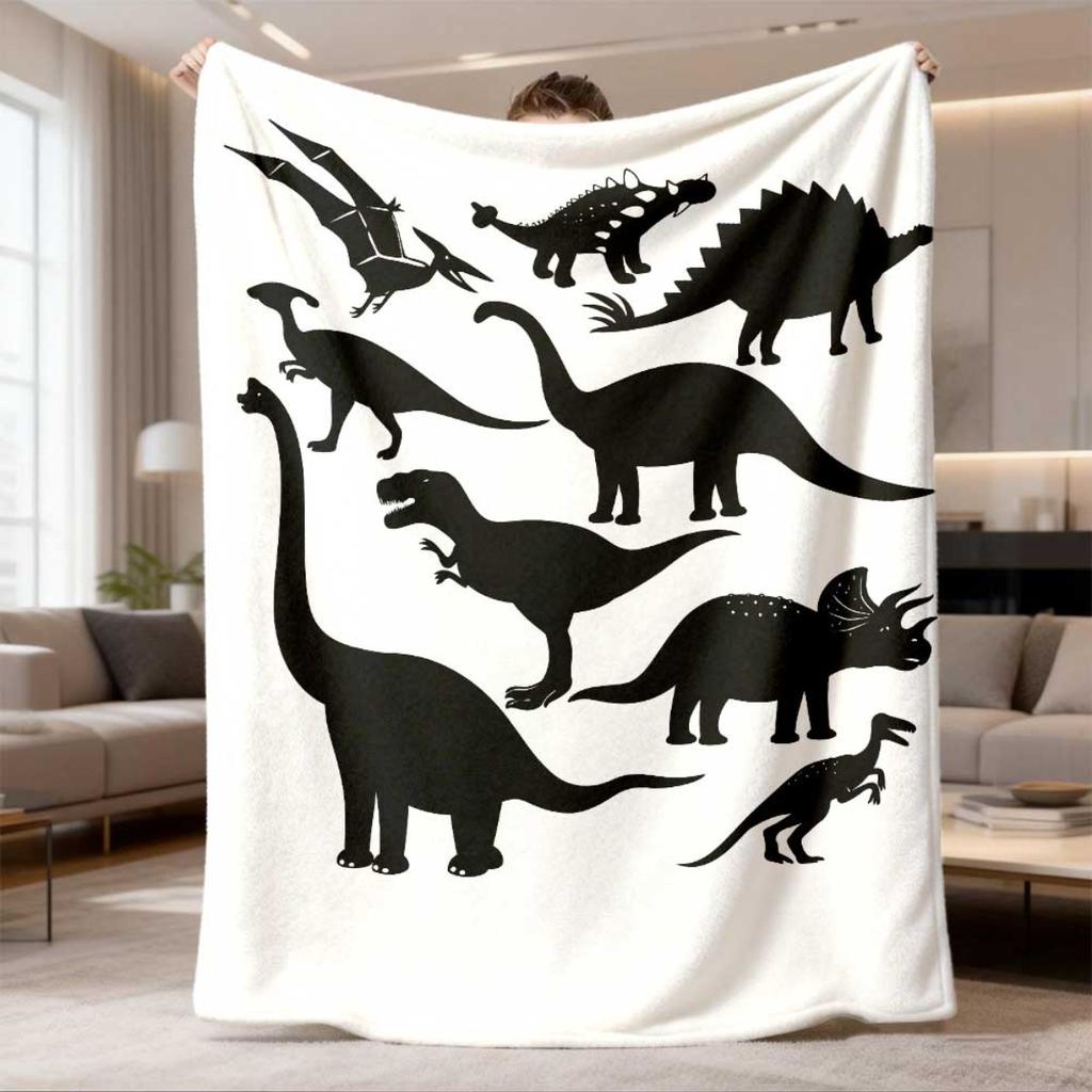 Dinosaur Blanket Throw Fleece Cute Roar Dinosaur Print Gift Bed Blanket House Decor Kids Party