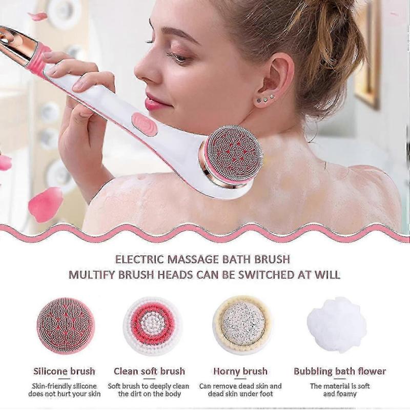 Back Scrubber Shower Exfoliator Electric Back Silicone Dry Brush Body Brush Rechargeable Power Supply Men Women Skin Care Exfoliating Bath Brush