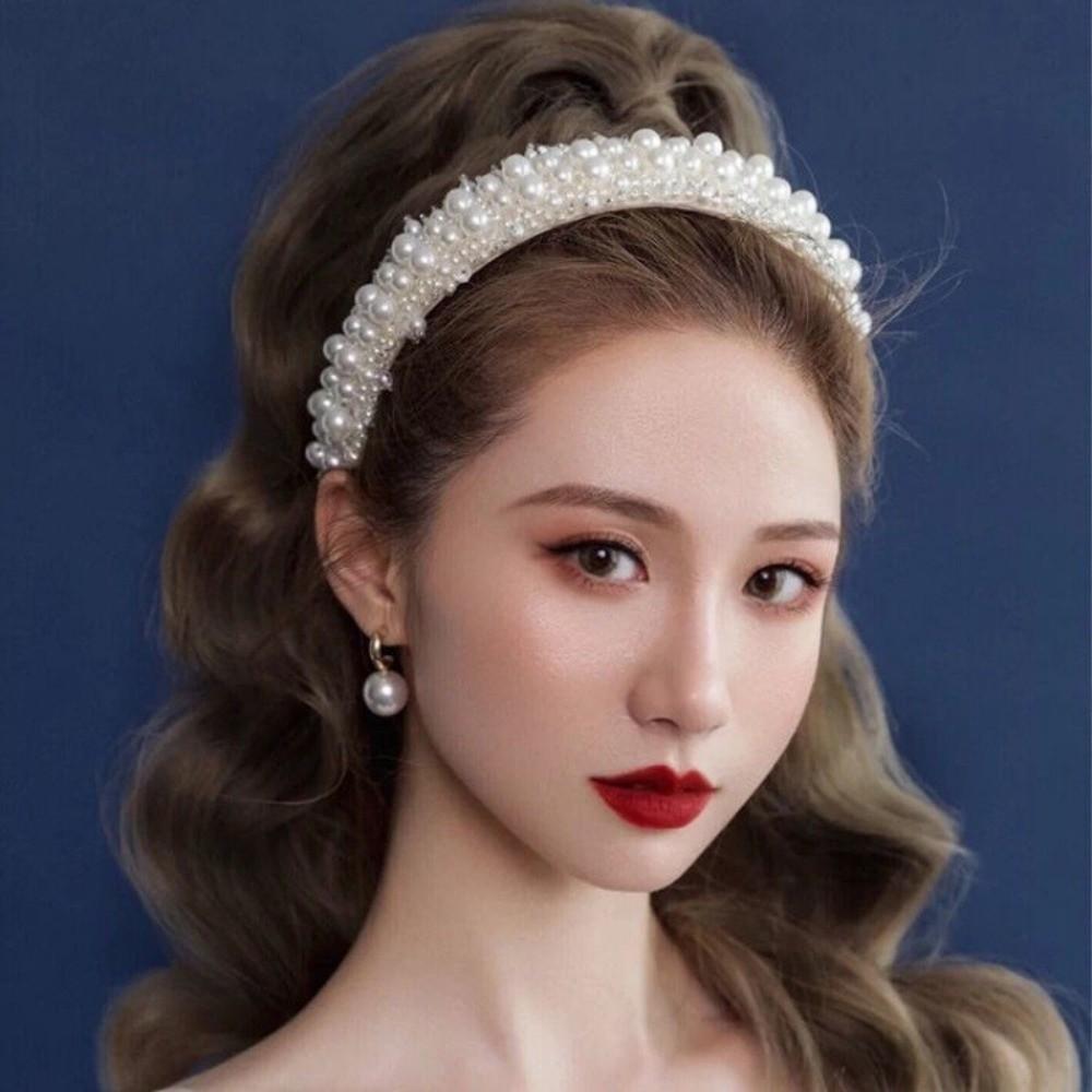 Large Pearl Headbands Baroque Women Hairbands Headwear Bridal Hair Hoop  Party