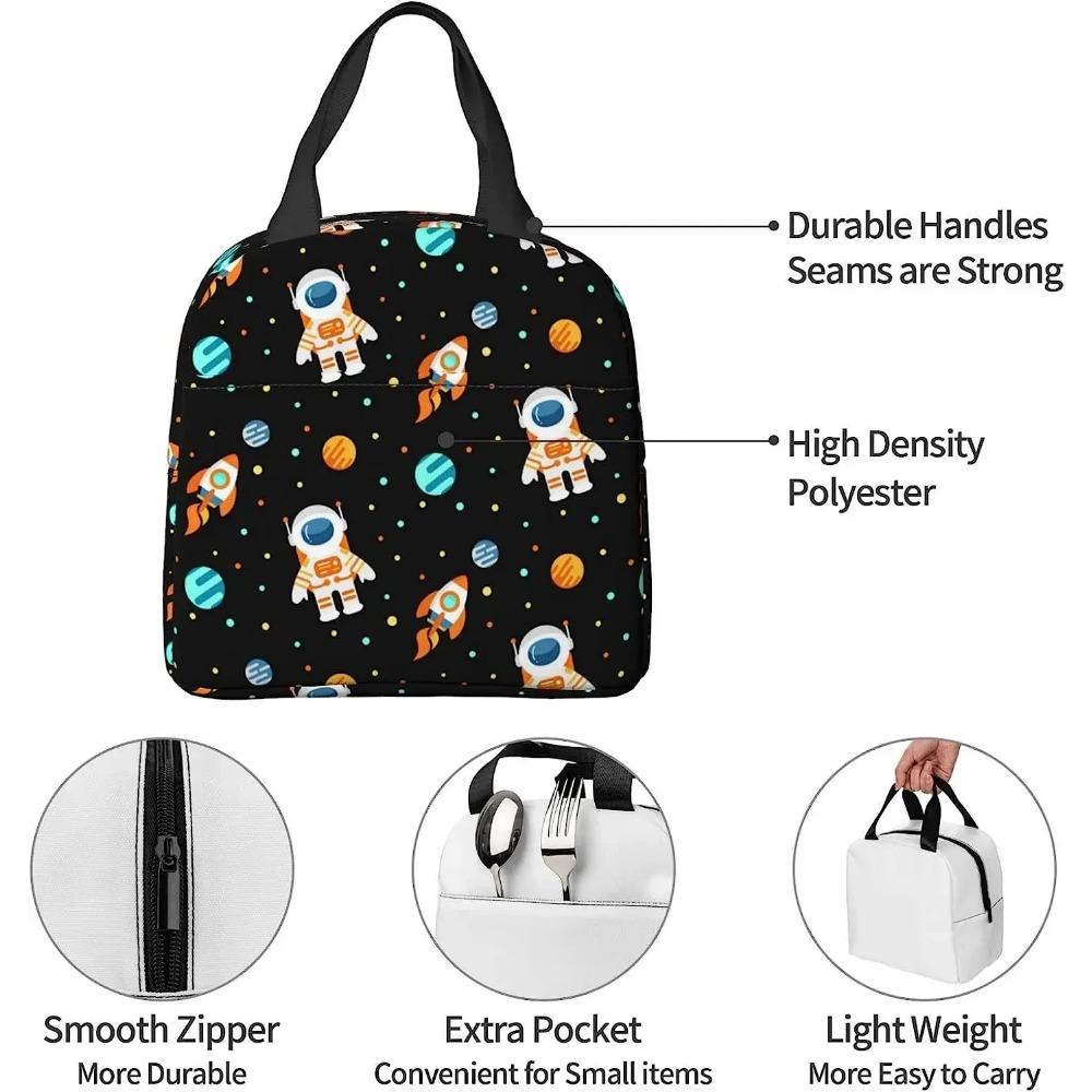 Kosmický astronaut taška na oběd pro děti chlapce dívky černá planety vesmír izolovaná chladicí krabička na oběd do školy práce piknik pláž