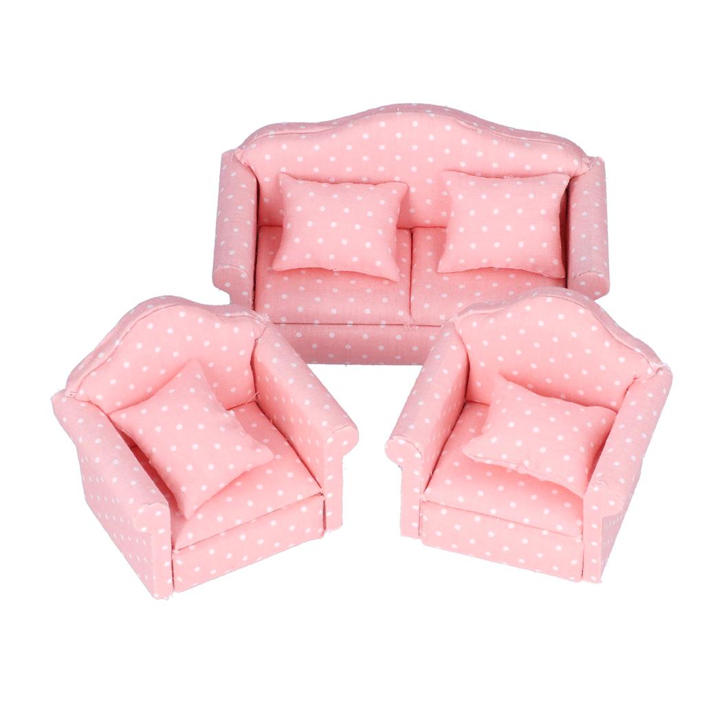 1:12 Miniature Dollhouse Sofa DIY Mini Dollhouse Couch Furnishings Toys Accessories