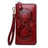 Vintage Genuine Leather Woman Wallet Floral Real Cow Leather Purse Ladies First Layer Cowhide Clutch Bag