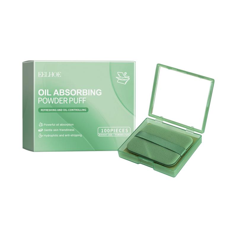 Face Oil Absorbing Paper with Convenient Puff Mirror for Fast Oil Removal Natural Skin Care Routine Office or Outdoors