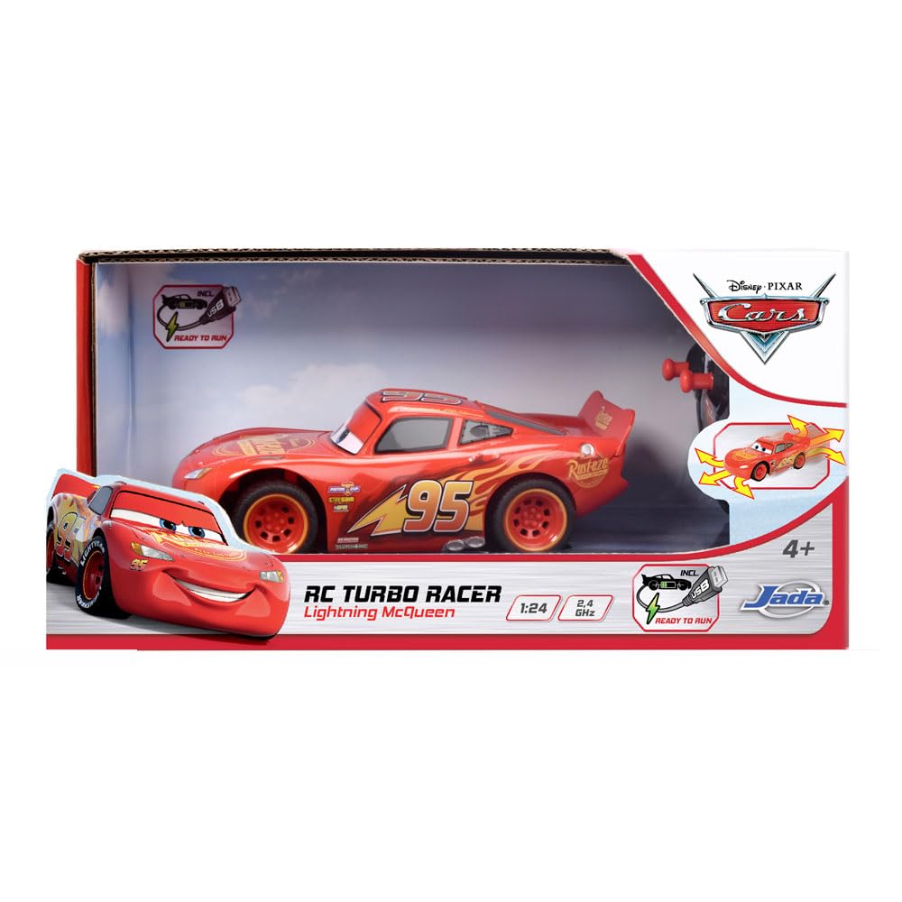 Jada Disney Cars RC Turbo Racer Lightning McQueen 1:24 Remote Control Lightning McQueen