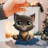 Acrylic Surface Flat Playful Big Eyed Cat Christmas Tree Hanging Pendant